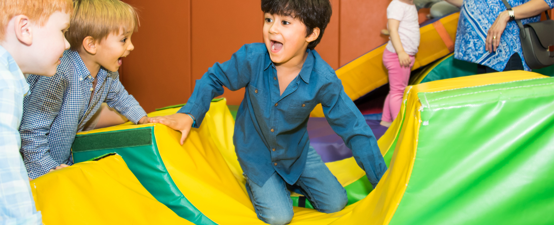 boys gym mats smiling full width
