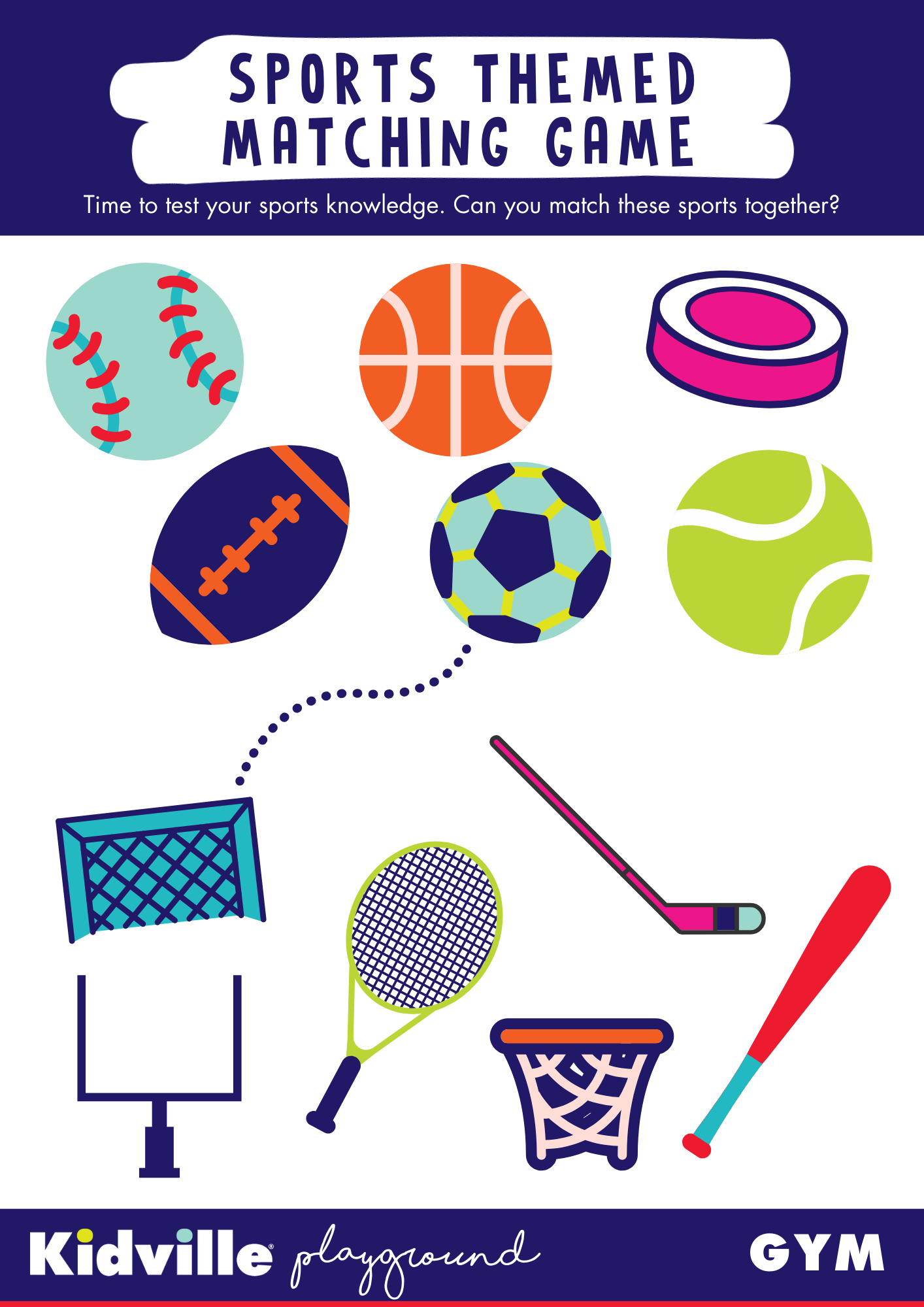 Play matching game for adults - Sports objects - Online & Free